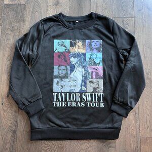 Taylor Swift Eras Tour Crewneck Sweatshirt Black Size M Graphic Concert Pullover
